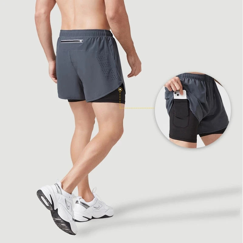 Pantalón corto de running para hombre – Secado rápido, doble capa