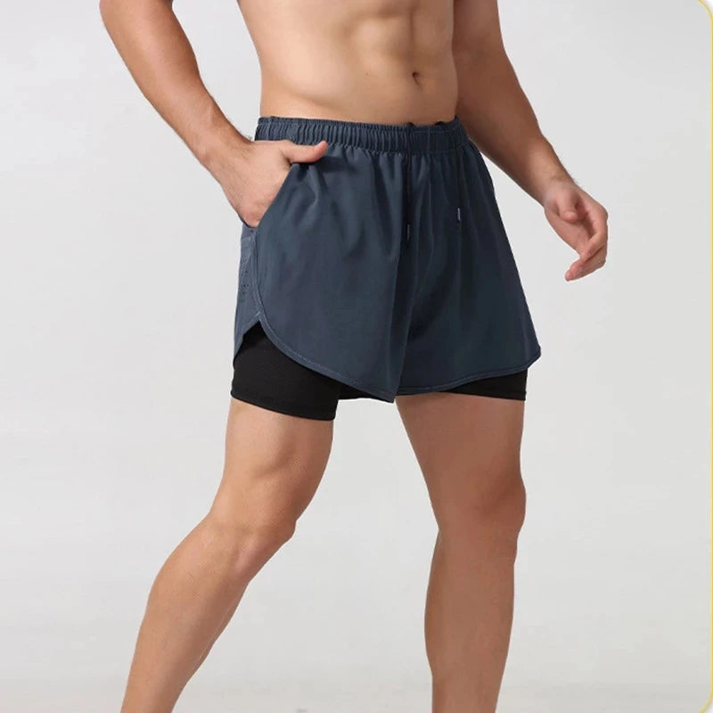 Pantalón corto de running para hombre – Secado rápido, doble capa