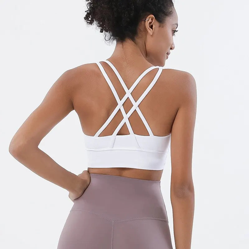 Sujetador Deportivo Mujer – Top Yoga Espalda Cruzada