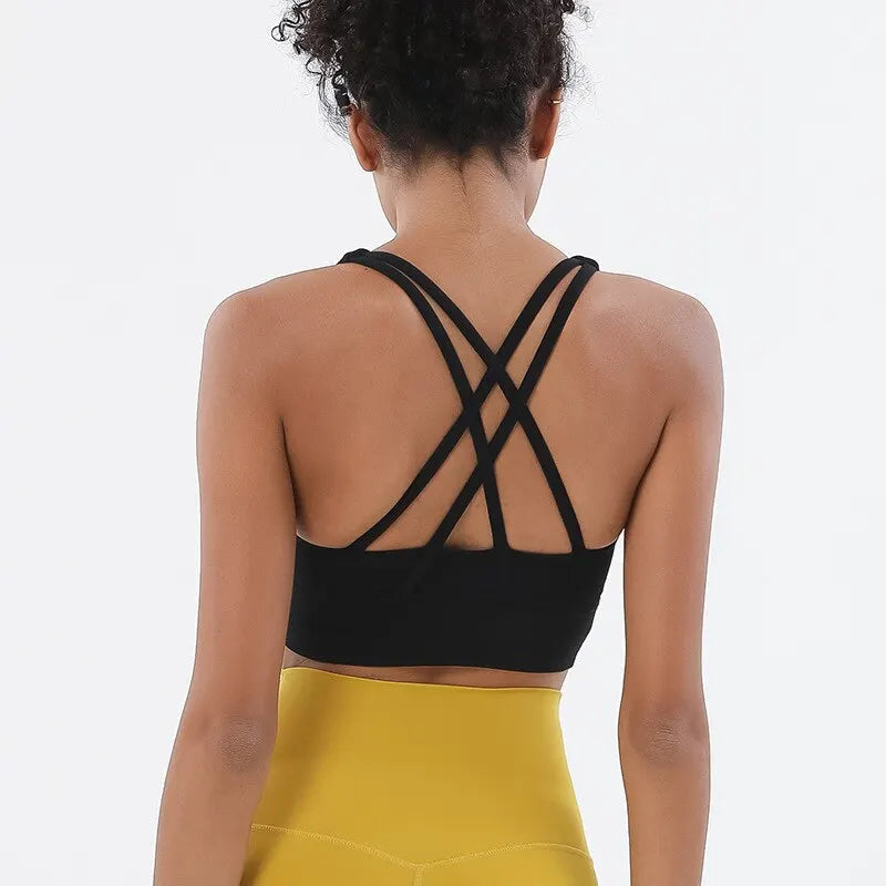 Sujetador Deportivo Mujer – Top Yoga Espalda Cruzada